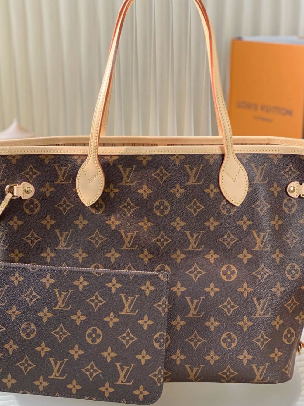 🌸 Louis Vuitton Neverfull MM Monogram Beige